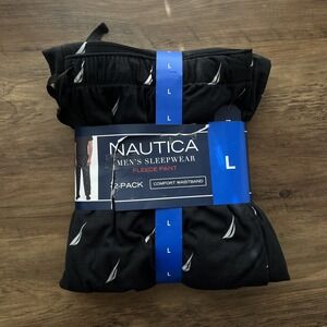 Nautica Men's Sleepwear Fleece Pants 2-Pack, Navy, Size Large Cozy Soft
